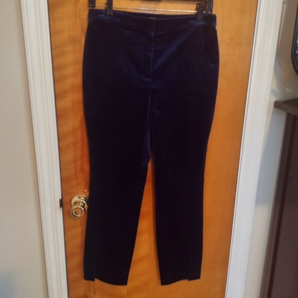 Theory navy blue stretch velvet pants, size 4 NWT!